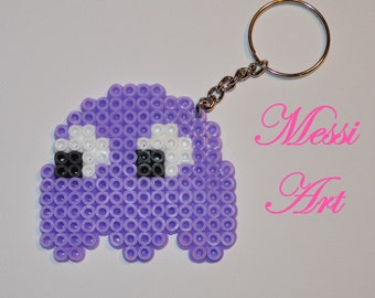Pac Man Ghost keychain in pyssla hama beads