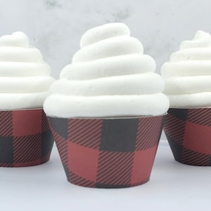 Buffalo Plaid Cupcake Wrappers, Christmas, Lumberjack