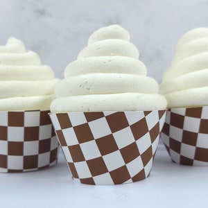 Brown Checkerboard Cupcake Wrappers, Skateboard, Skate Party, #83