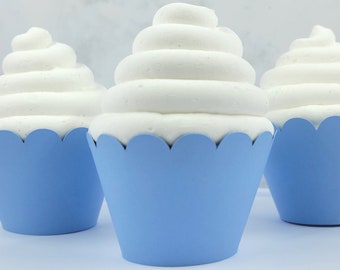 Light Blue Cupcake Wrappers, Its a Boy Baby Blue