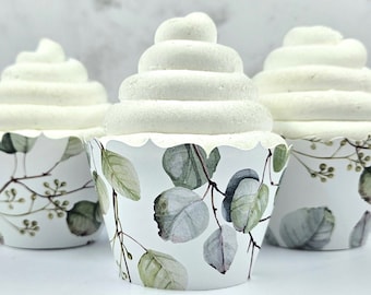 Eucalyptus Cupcake Wrappers, Greenery Leaves Decoration