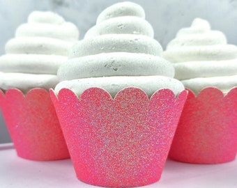 Pastell Rosa Glitzer Cupcake Wrappers, Pink Party Dekorationen