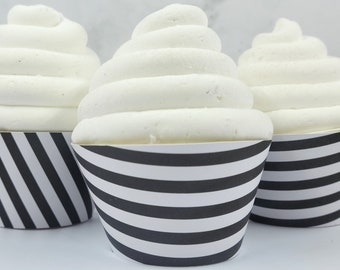 Black and White Stripe Cupcake Wrappers