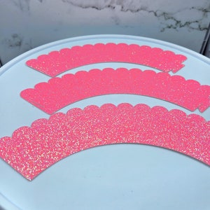 Pastel Pink Glitter Cupcake Wrappers, Pink Party Decorations image 3