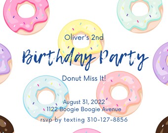 Donut Party Invitation, First Birthday Party