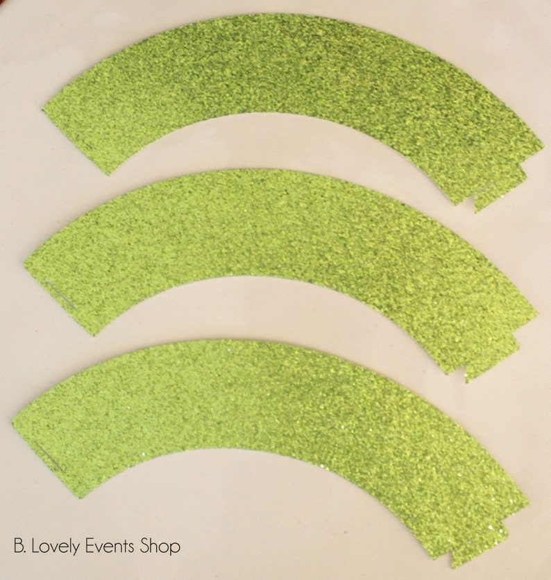 Lime Green Glitter Cupcake Wrappers, Halloween Decorations image 2