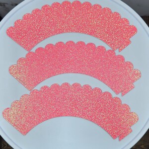 Pastel Pink Glitter Cupcake Wrappers, Pink Party Decorations image 2