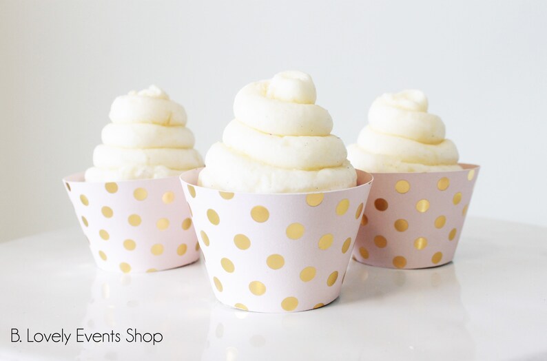 Pink And Gold Polka Dotted Cupcake Wrappers Pink And Gold Polka Dotted Cupcake Wrappers