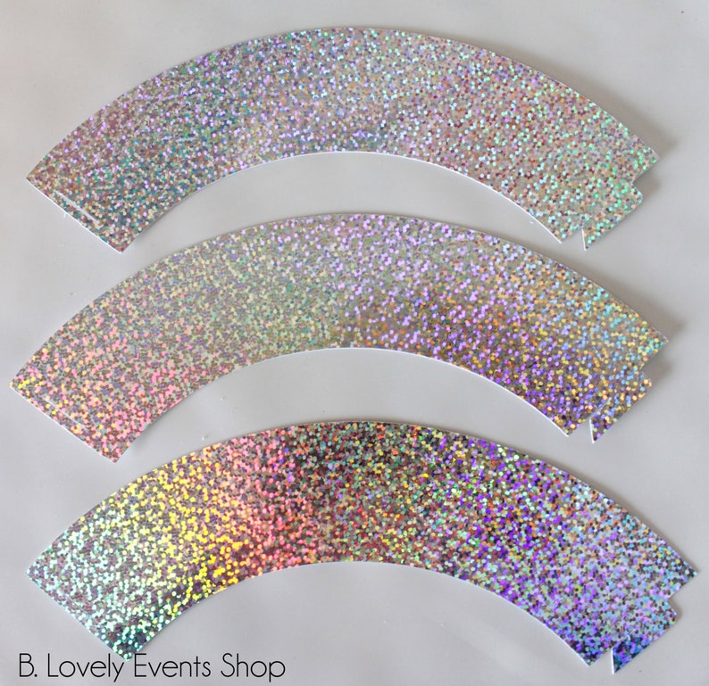 Rainbow Unicorn Sparkle Cupcake Wrappers Holographic Cupcake Etsy