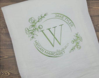 Monogrammed Tea Towel Wedding Gift