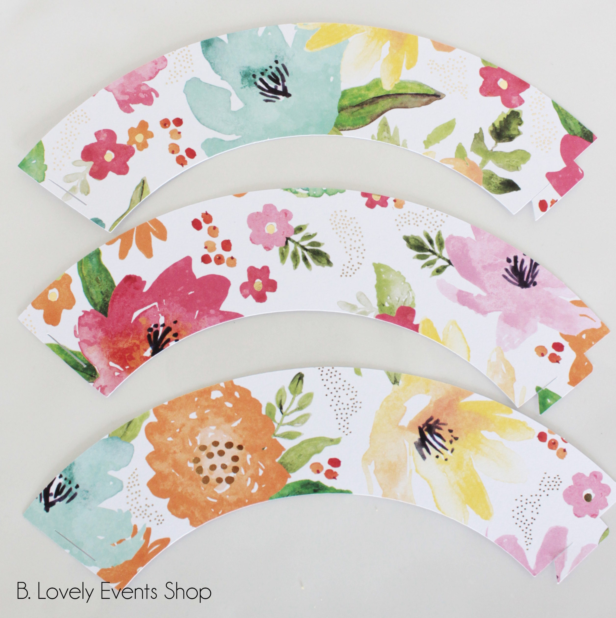 Watercolor Flower Cupcake Wrappers Flower Cupcake Wrappers Etsy