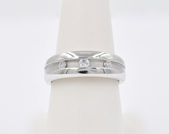 Men's 14K White Gold Diamond Band, Estate Band, Wedding Band