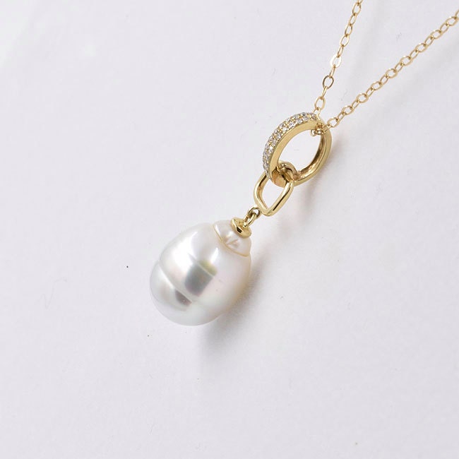 South Sea Pearl and Diamond 14K Yellow Gold Pendant Necklace - Etsy