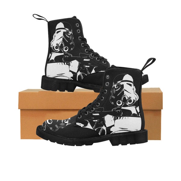 Men's Storm Patrol Lace-Up Combat Boots - Star Wars Inspired Footwear - Stormtrooper - Geek Fashion - Black Rubber Soles - Canvas Boot