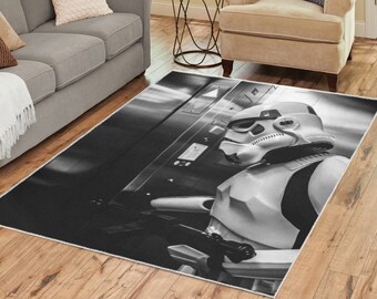 3 Sizes Elevator Storm Vertical Area Rug - Star Wars Inspired Home Decor - College Dorm - Nerd Cave - 501st - Black & White - Stormtrooper