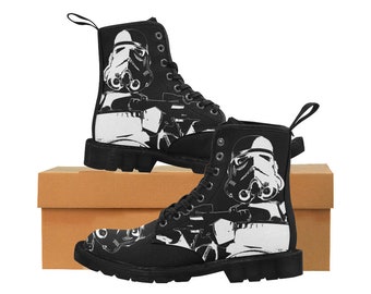 Men's Storm Patrol Lace-Up Combat Boots - Star Wars Inspired Footwear - Stormtrooper - Geek Fashion - Black Rubber Soles - Canvas Boot