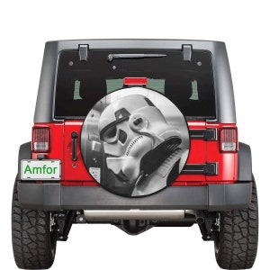 Elevator Storm Spare Tire Covers - 3 Sizes - Star Wars Inspired Car Accessories - Stormtrooper - 501st Gift - Black and White Photo Print