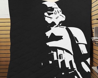 Multiple Sizes - Tall Dark & Stormie Stormtrooper Quilt - Star Wars Inspired Home Decor - Black and White - 501st - Nerd Cave - Blanket