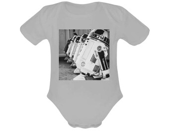 Droid Line R2-D2 & Friends Gray Baby Onesie  - Star Wars Inspired Baby and Toddler Clothing - Nerd Babies