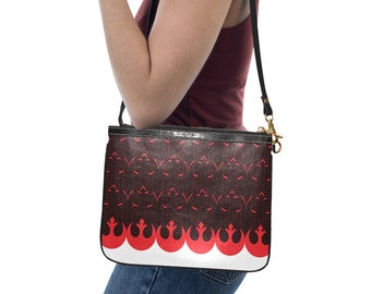 Art Deco Rebel Starbird Small Shoulder Bag - PU Leather Handbag - Shoulder Strap Purse - Star Wars Inspired Fashion Accessories - Black Red