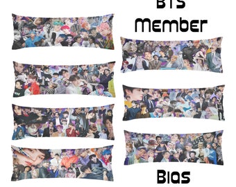 Two Sided Design BTS Individual Bias Member Collages 54" x 20" Zippered Body Pillow Case - Cover Only - Jin Jimin JHOPE Jungkook RM V Suga