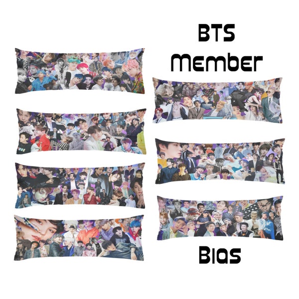 Two Sided Design BTS Individual Bias Member Collages 54" x 20" Zippered Body Pillow Case - Cover Only - Jin Jimin JHOPE Jungkook RM V Suga