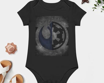 Galactic Duality Baby Onesie in Black - Star Wars Inspired - Baby & Toddler Clothing - Baby Shower Gift Idea - Rebel Imperial Symbols