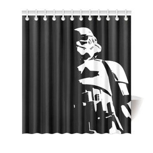 8 Sizes - Tall Dark & Stormy Stormtrooper Shower Curtain - Star Wars Inspired Home Bathroom Decor - Black and White - Personalization Option