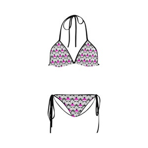 Hot Pink Stormie Helmet Print String Bikini - Star Wars Inspired Swimwear Fashion for Women - Stormtrooper Swimsuit