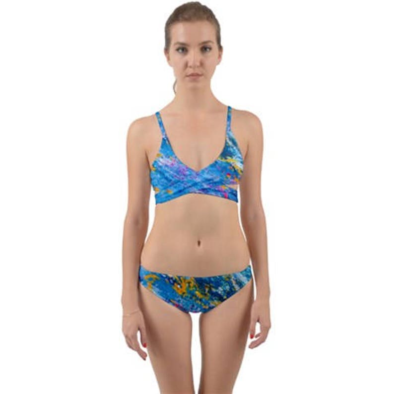 blue 2 piece swimsuit