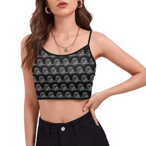 Vader Helmet Print Spaghetti Strap Crop Top - Star Wars Inspired Summer Fashion - Shirt - Sexy Geek - Darth Vader - Dark Side Girl - 501st