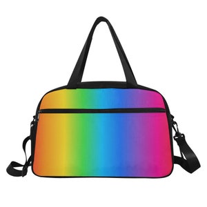 Horizontal Rainbow Fitness Handbag - Roller Girl - Roller Skating - Gym Travel Skate Bag - Shoe Compartment - Personalize Customize - Pride