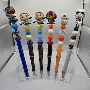 Newbies of the Galaxy Beaded Ballpoint Pens - Star Wars Inspired Character Beadable Ballpoint Pens - Silicone and Acrylic Beads, Plastic Pen