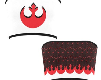 Rebel Starbirds Bandeau Tube Top - Black Trim - Star Wars Rebellion Inspired Women's Fashion - Geek Girl Fashion - Rebels - Black Red White