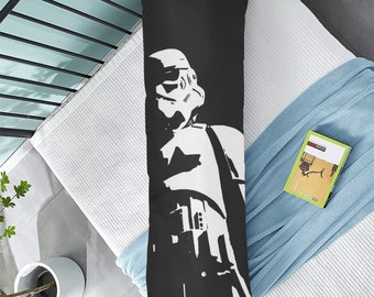 Tall Dark & Stormy Stormtrooper 54" x 20" Zippered Body Pillow Case - Star Wars 501st Inspired Bedroom Home Decor - Cover Only - Personalize