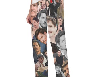 Made In The USA - Women's Pedro Pascal Collage Print Flannel Pajama Lounge Pants - Fashion - Loungewear - Sleepwear Gift