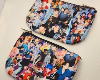 On-Hand 2 Sizes - BTS Purple Collage Zipper Coin Purse - 2 Images - K-Pop Inspired Gift Idea - Change Purse - Bangtan ARMY