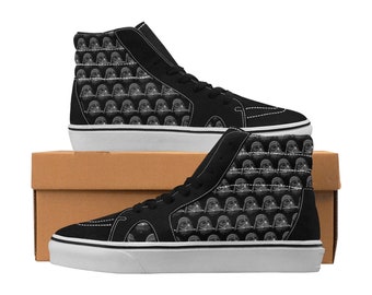 Vader Helmet Skater High Top Shoes - Men's & Women's Sizes Available - Star Wars Darth Vader Inspired Hi Top - 501st - Geek Fashion - Fan