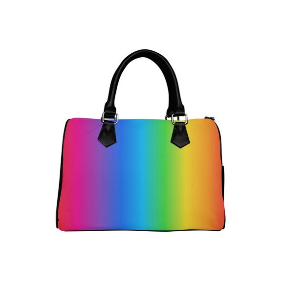 Rainbow Purse, Pink Stripes Pattern Cute Small Shoulder Zip Bag Vegan –  Starcove Fashion