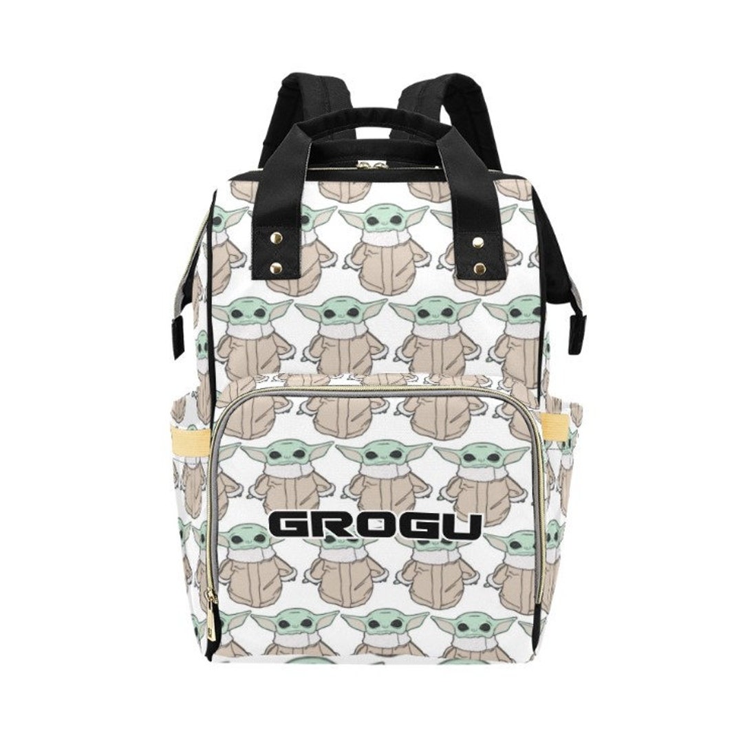 Can Personalize the Child White Multi-function Diaper Bag Backpack  Custom Text Star Wars Inspired Baby Yoda Grogu Baby Shower Gift Idea