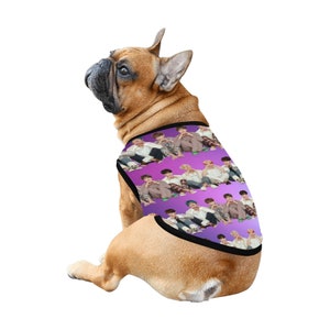 BTS Stripes Print Pet Tank Top - K-Pop Dog Cat Shirt -  Apparel - New Puppy Gift Pet Fashion - Jin Jimin JHope Jung Kook RM V Suga - Purple