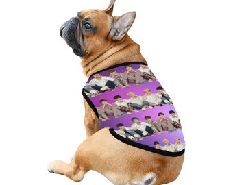 BTS Stripes Print Pet Tank Top - K-Pop Dog Cat Shirt - Ropa - New Puppy Gift Pet Fashion - Jin Jimin JHope Jung Kook RM V Suga - Púrpura