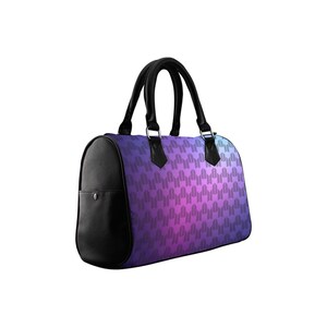 Can Personalize BTS & ARMY Symbols Barrel Style Boston Handbag K-Pop Inspired Fashion Top Handle Purse Hand Bag Purple Add Name image 6