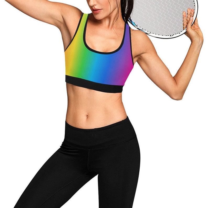 Ombre Rainbow Sports National uniform free shipping Bra Top Wear Runni Active Max 61% OFF - Compression