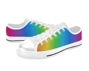 Men's & Women's US Sizes - Rainbow Ombre Low Top Canvas Shoes - Fashion Footwear - Skater Shoes - Sneakers - Colorful - Pride - Gay