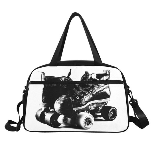 Disover Skate Stamp Fitness Handbag - Roller Derby Skates - Roller Girl - Roller Skating - Gym Travel Skate Bag - Shoe Compartment - Personalize