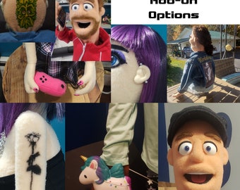 Add-On Options for Custom Puppets (Does Not Include Price of Puppet) - Hand and Rod Puppet - Puppet Accessories Clothes Tattoos Piercings