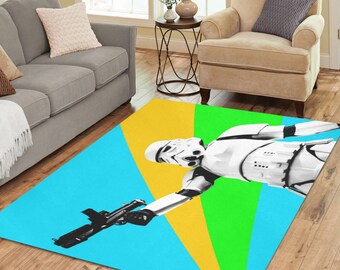 3 Sizes Stormtrooper Colorburst #1 Area Rug - Star Wars Inspired Home Decor - College Dorm - Nerd Cave - Fan - 501st - Blue Green Yellow