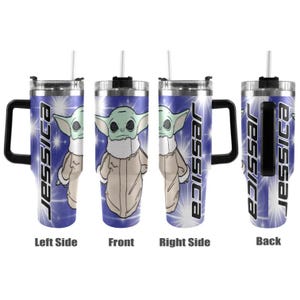 This Is The Way 40 oz Tumbler w/ Handle - Star Wars Mandalorian Inspired - Insulated - Hot or Cold Water Coffee Travel Mug - Straw Included
