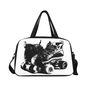 Skate Stamp Fitness Handbag - Roller Derby Skates - Roller Girl - Roller Skating - Gym Travel Skate Bag - Shoe Compartment - Personalize